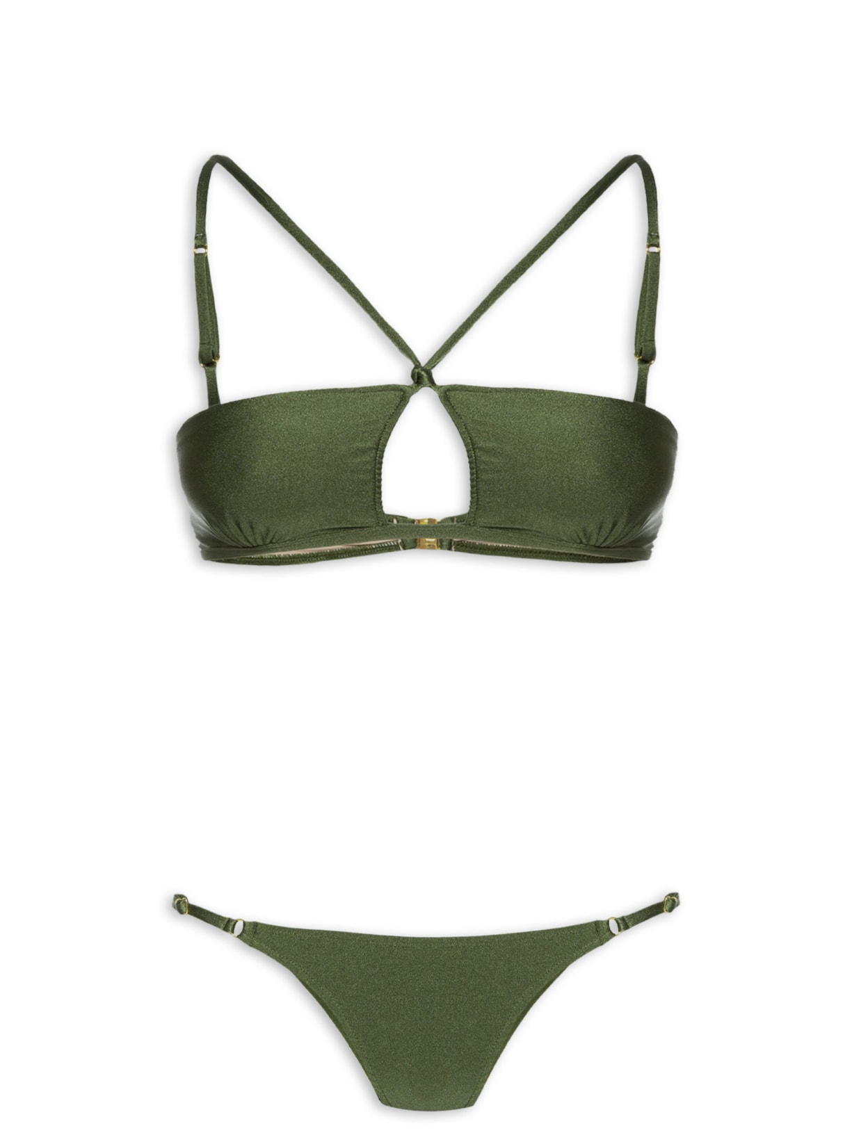 Conjunto Biquíni Top Decote Halter E Calcinha String Verde '2Essential