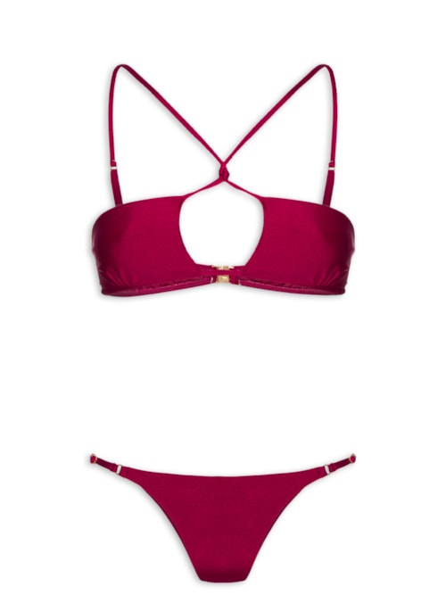 Conjunto Biquíni Top Decote Halter E Calcinha String - Vermelho