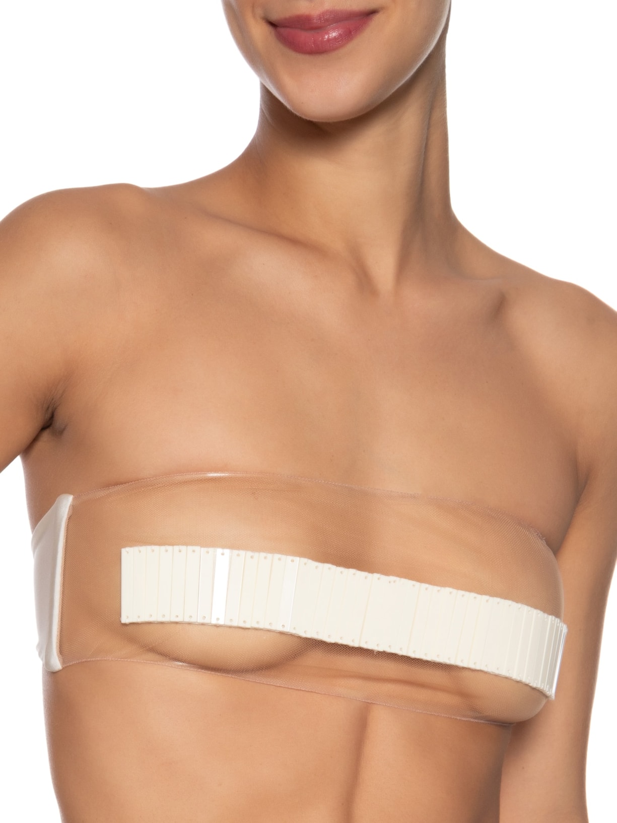 Conjunto Bíquini Tule Detalhe Acrílico Branco Adriana Degreas