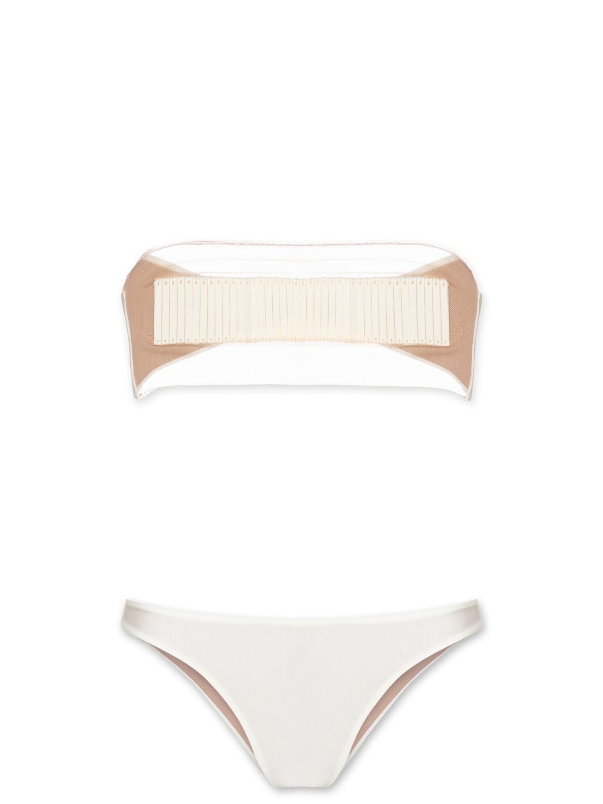 Conjunto Bíquini Tule Detalhe Acrílico - Branco