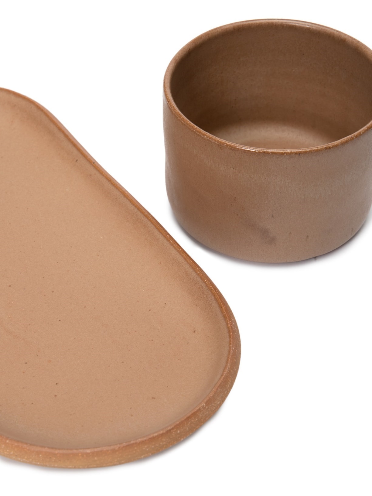 Conjunto Bowl Tubo + Travessa Biscoito M Marrom Luli Ateliê