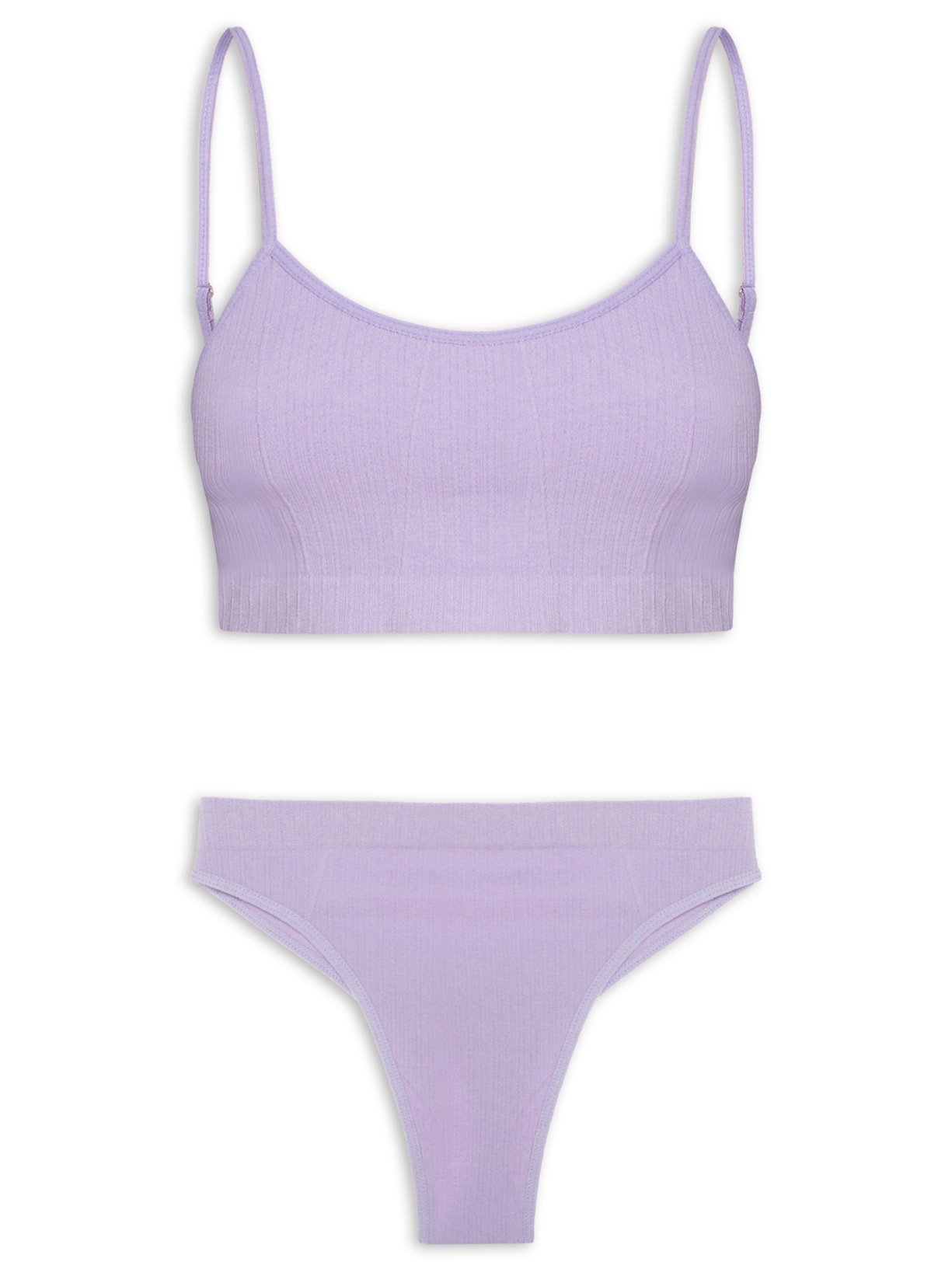 Conjunto Calcinha E Sutiã Comfy Texturizado - Roxo