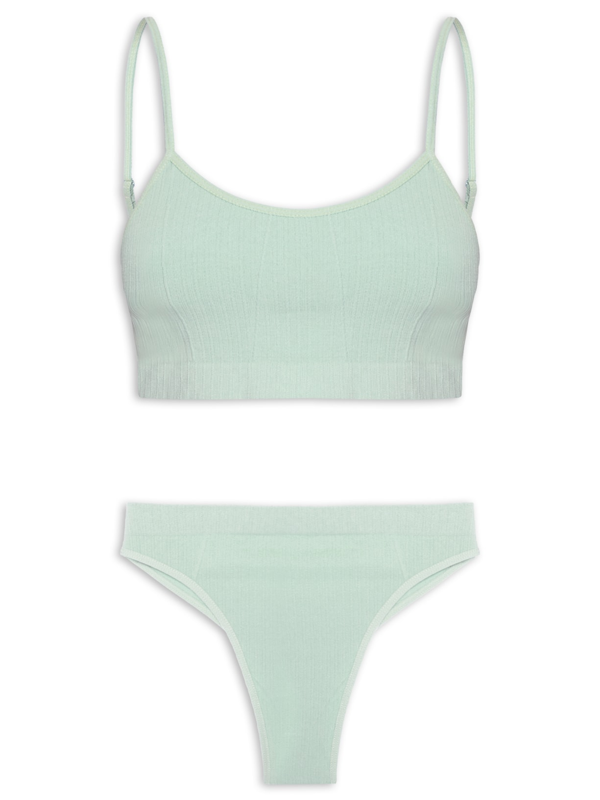 Conjunto Calcinha E Sutiã Comfy Texturizado - Verde