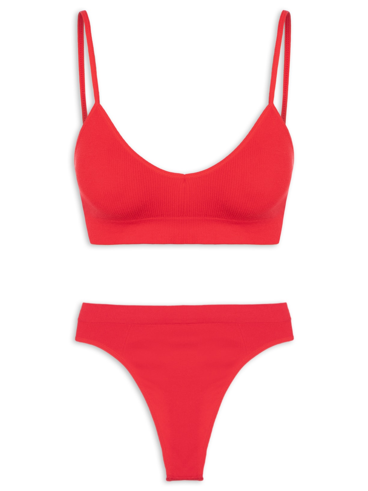 Conjunto Calcinha E Sutiã Comfy Texturizado - Vermelho