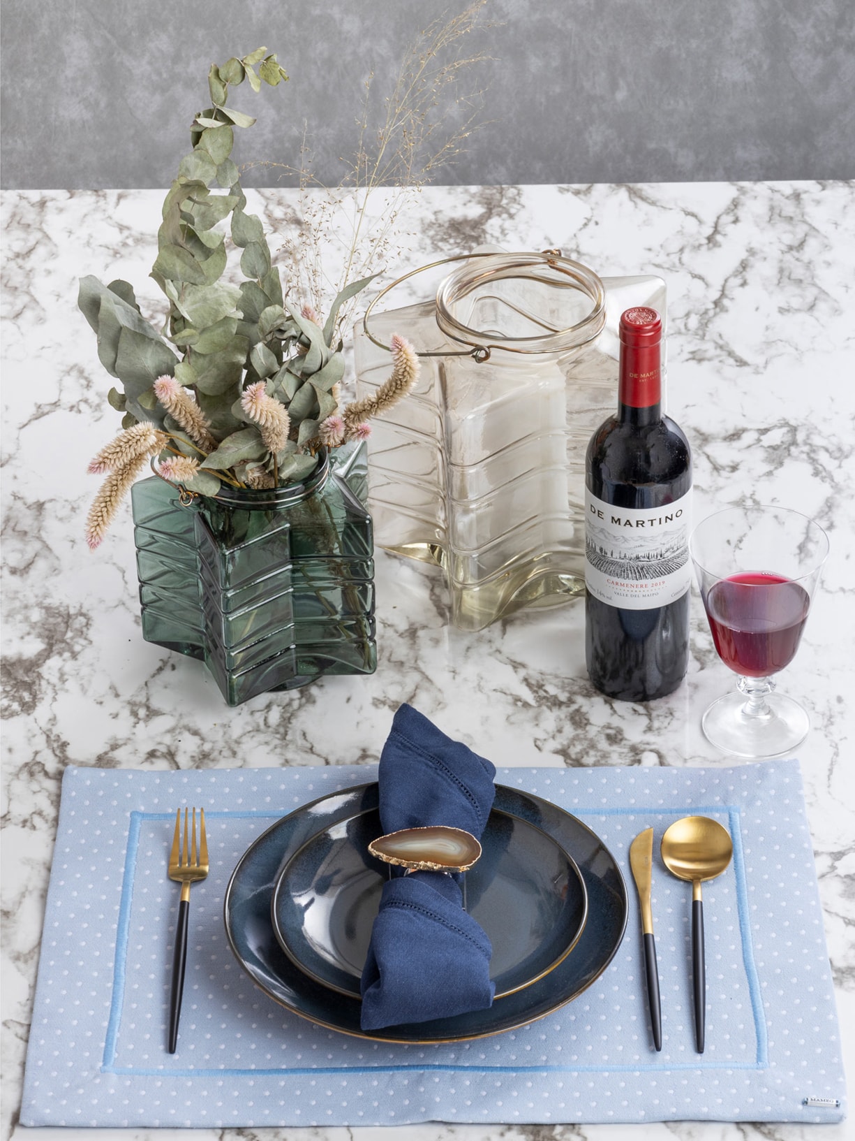 Conjunto de 2 Guardanapos Em Algodão Azul '2Home