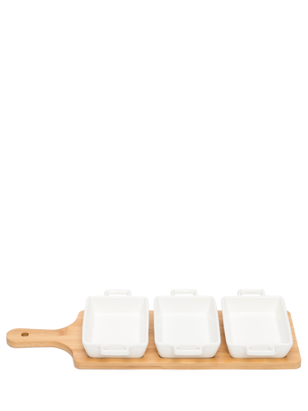 Conjunto de 3 Petisqueiras Em Porcelana Com Tábua Branco '2Home