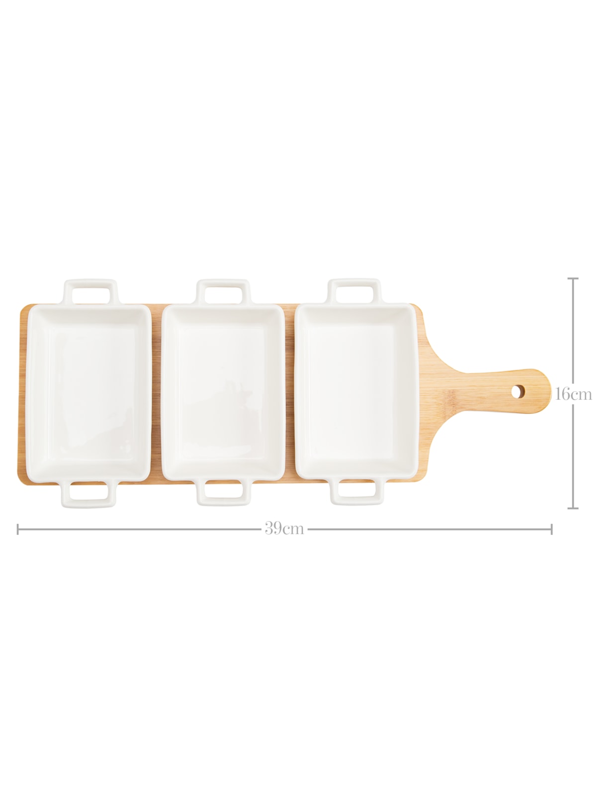 Conjunto de 3 Petisqueiras Em Porcelana Com Tábua Branco '2Home