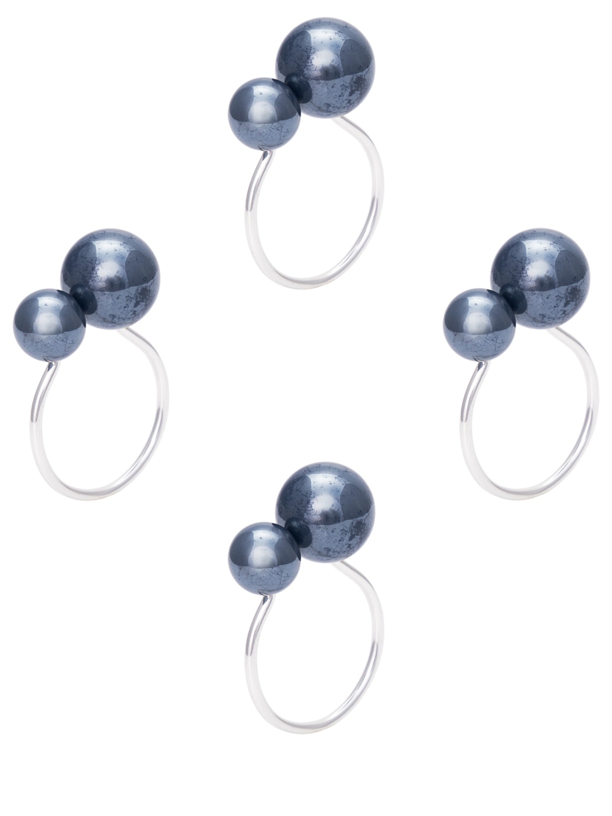 Conjunto de 4 Anéis Para Guardanapos Bolas Em Metal Azul '2Home