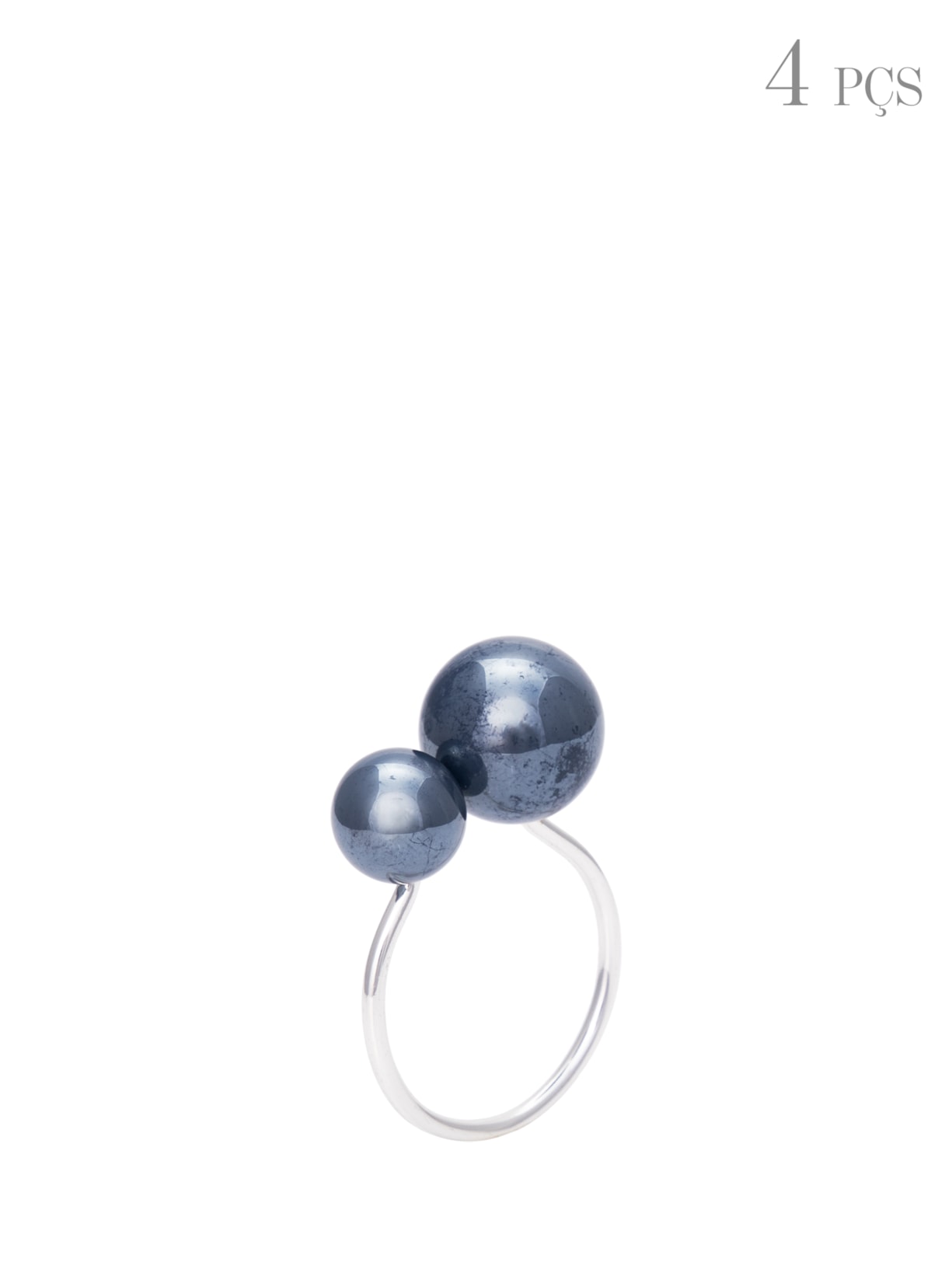 Conjunto de 4 Anéis Para Guardanapos Bolas Em Metal - Azul