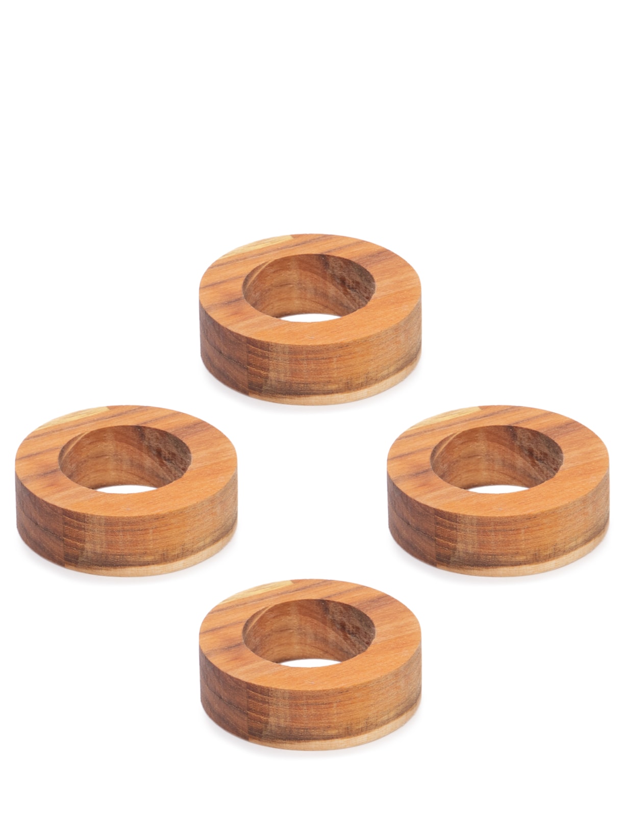 Conjunto De 4 Anéis Para Guardanapos Círculo Em Madeira Teca Marrom '2Home