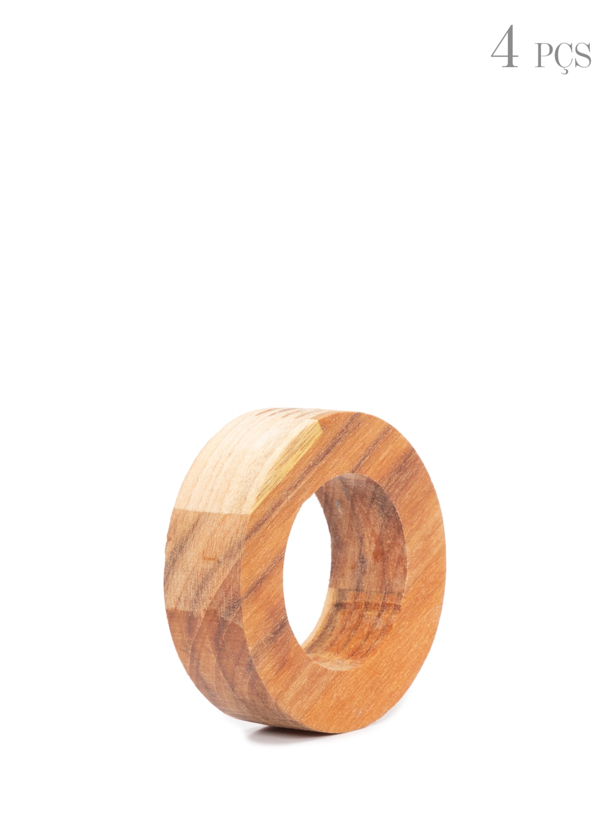 Conjunto De 4 Anéis Para Guardanapos Círculo Em Madeira Teca Marrom '2Home