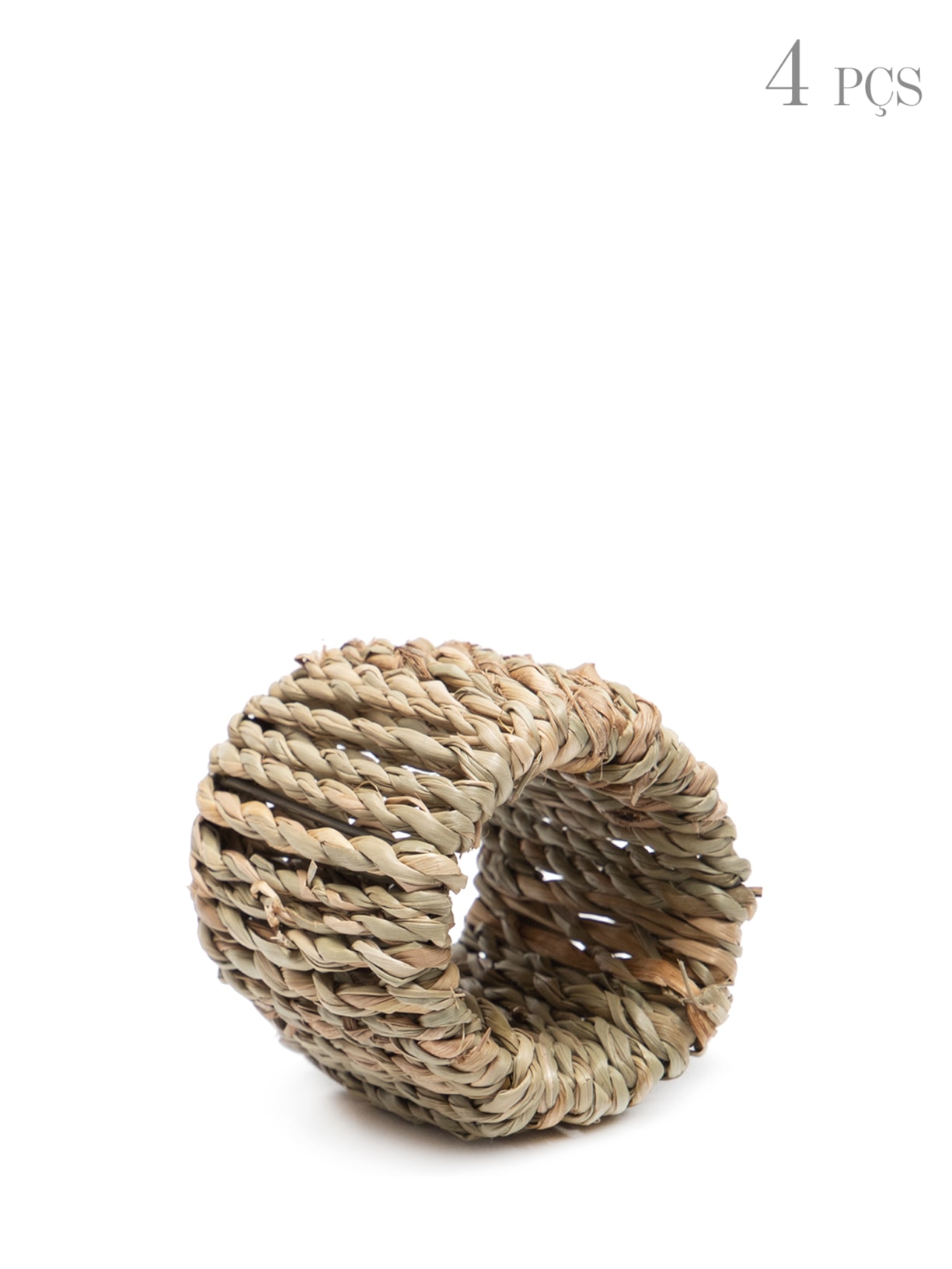 Conjunto de 4 Anéis Para Guardanapos Em Fibra Natural - Bege