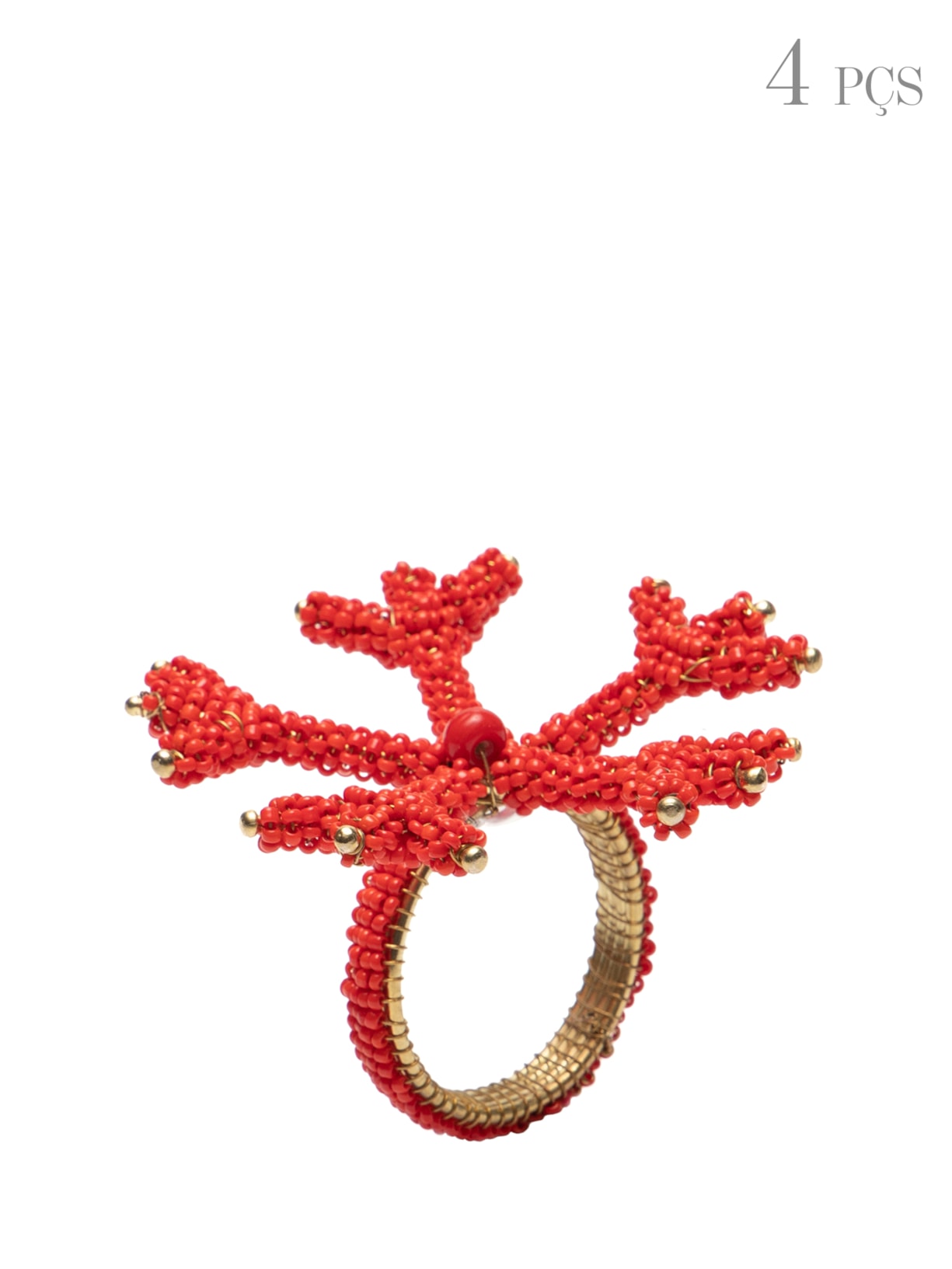 Conjunto de 4 Anéis Para Guardanapos Em Metal - Vermelho