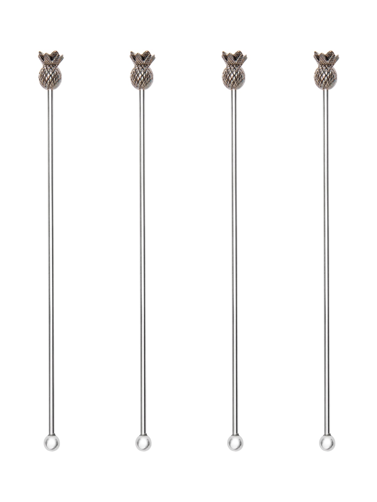 Conjunto de 4 Misturadores Para Drink Abacaxi Em Zamac Prata '2Home