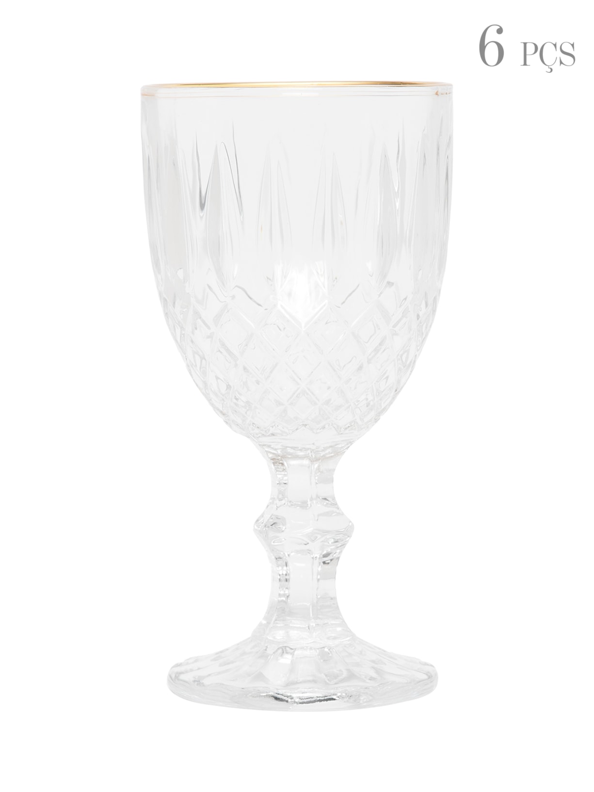 Conjunto de 6 Taças Para Água Em Vidro Com Fio Dourado Greek