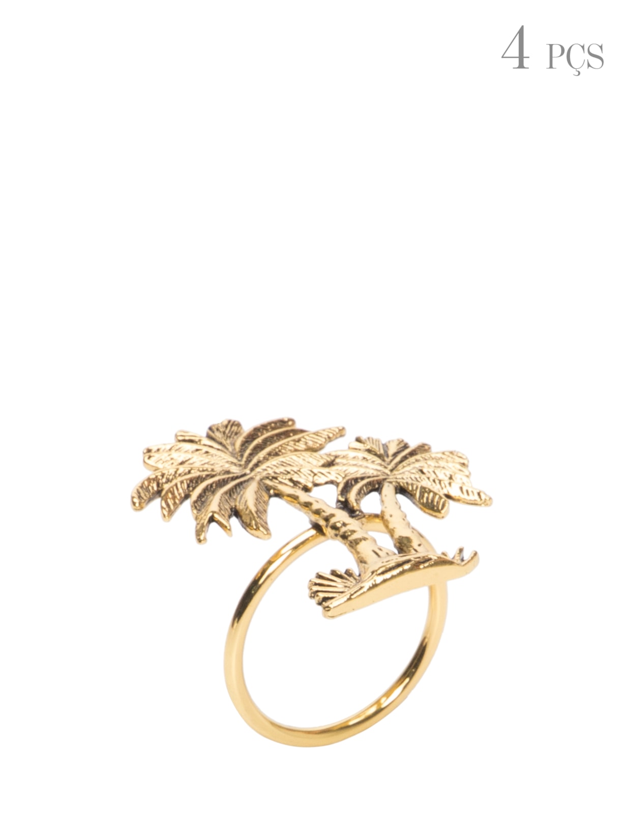 Conjunto de Anéis Para Guardanapos Zamac Palm Tree 4 Unidade - Dourado