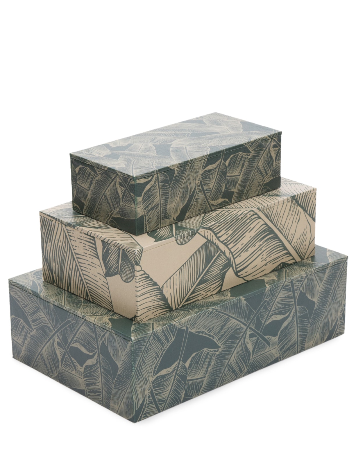 Conjunto de Caixa Decorativas Em Canvas - Verde