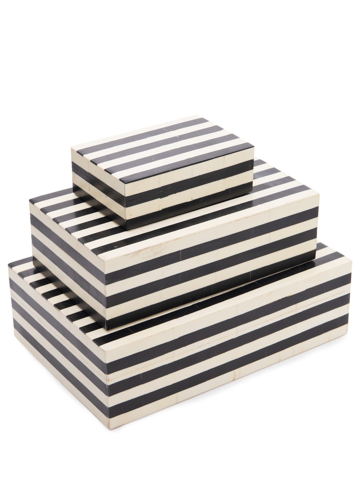 Conjunto De Caixas Decorativas Em Madeira 3 Peças - Preto