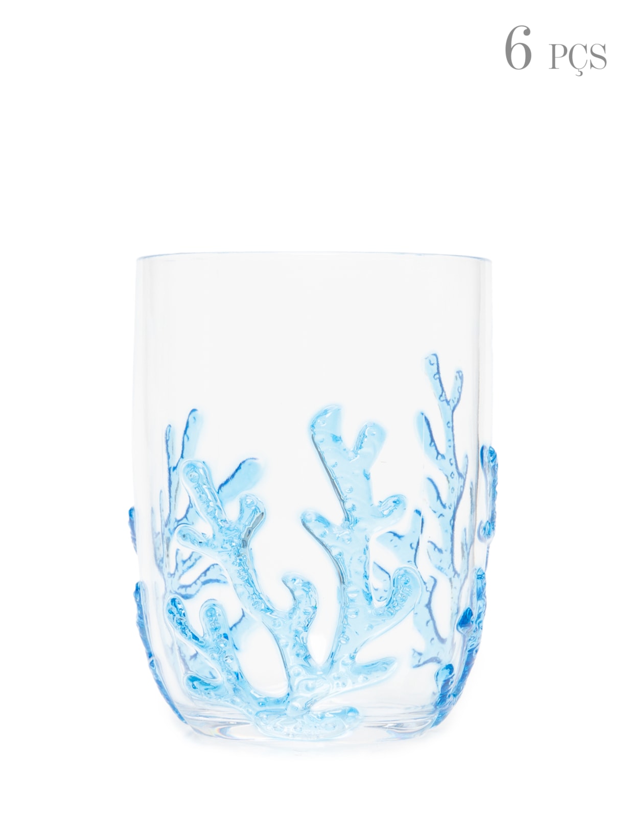 Conjunto De Copos Baixos Acrílico Coral 465ml 6 Peças - Azul