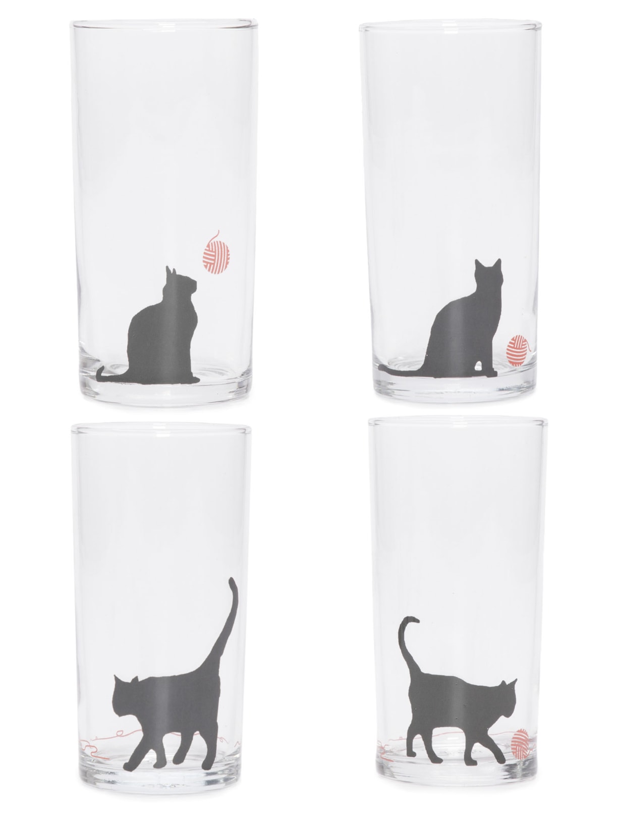 Conjunto De Copos Gatos Em Vidro 4 Peças