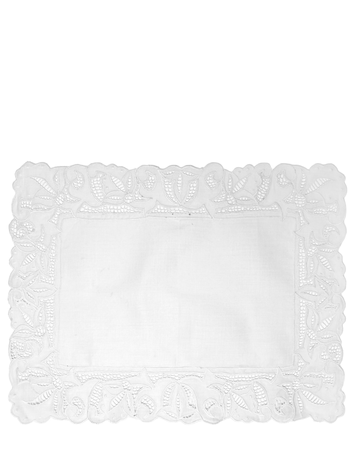 Conjunto De Jogo Americano E Guardanapo Richelieu Retangular - Branco