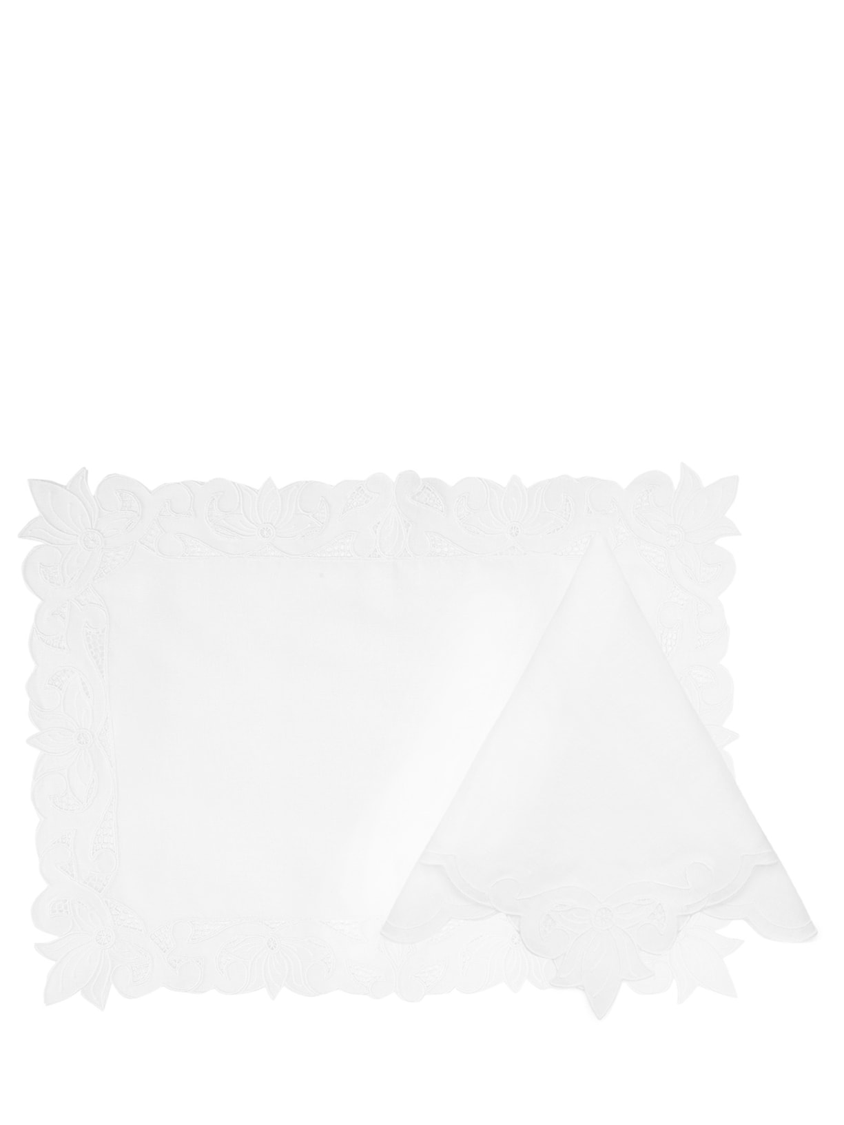 Conjunto De Jogo Americano E Guardanapo Richelieu Retangular Peças - Branco