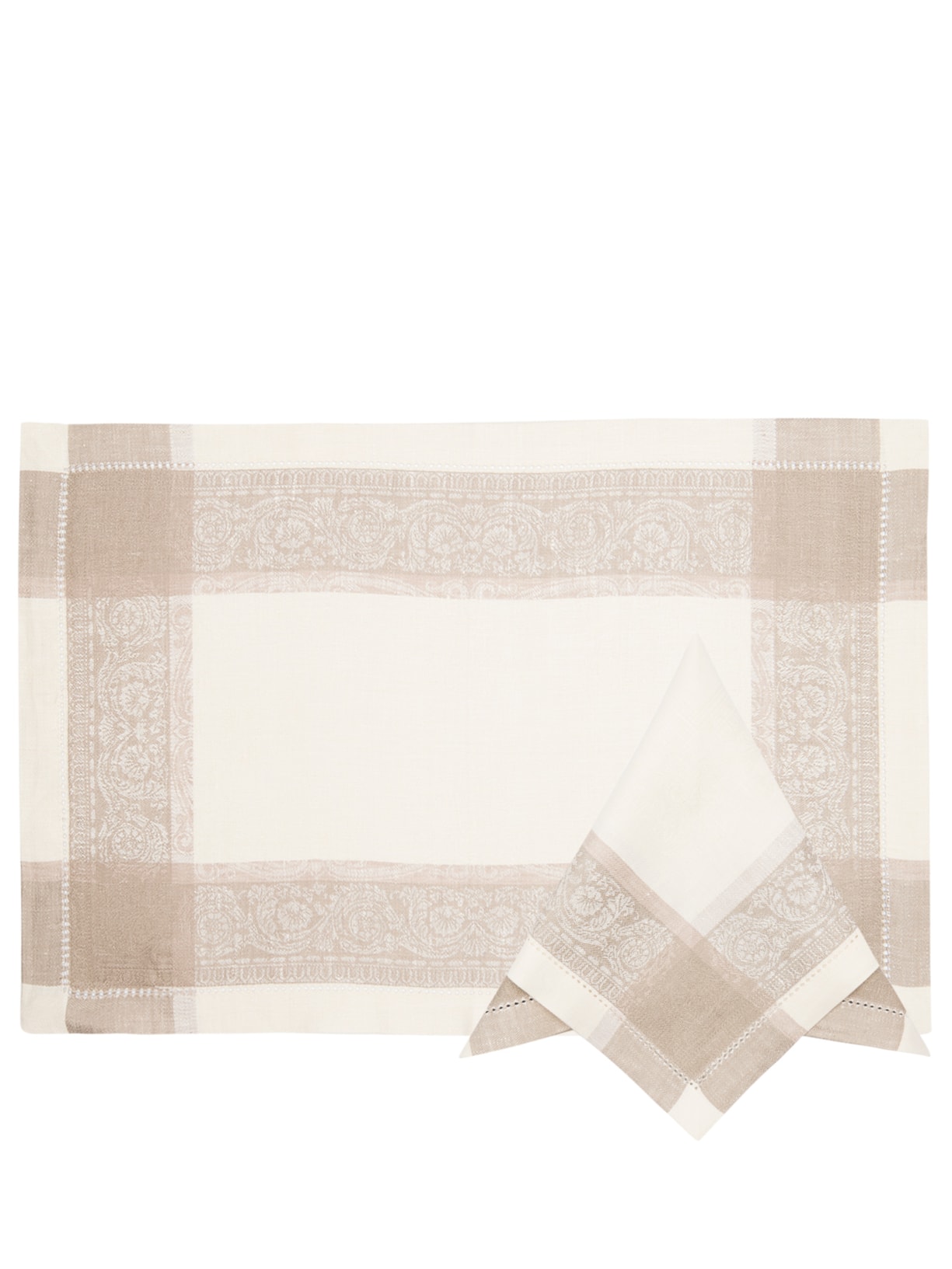 Conjunto de Lugar Americano Com Guardanapo Em Linho 2 Peças - Bege