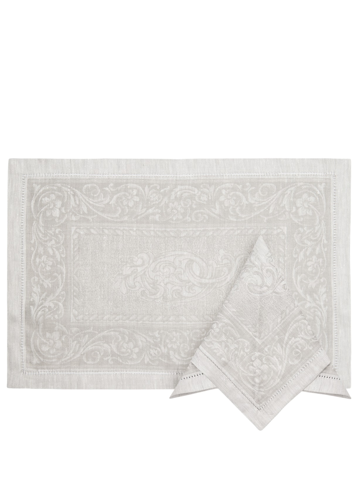 Conjunto de Lugar Americano Com Guardanapo Em Linho 2 Peças - Cinza