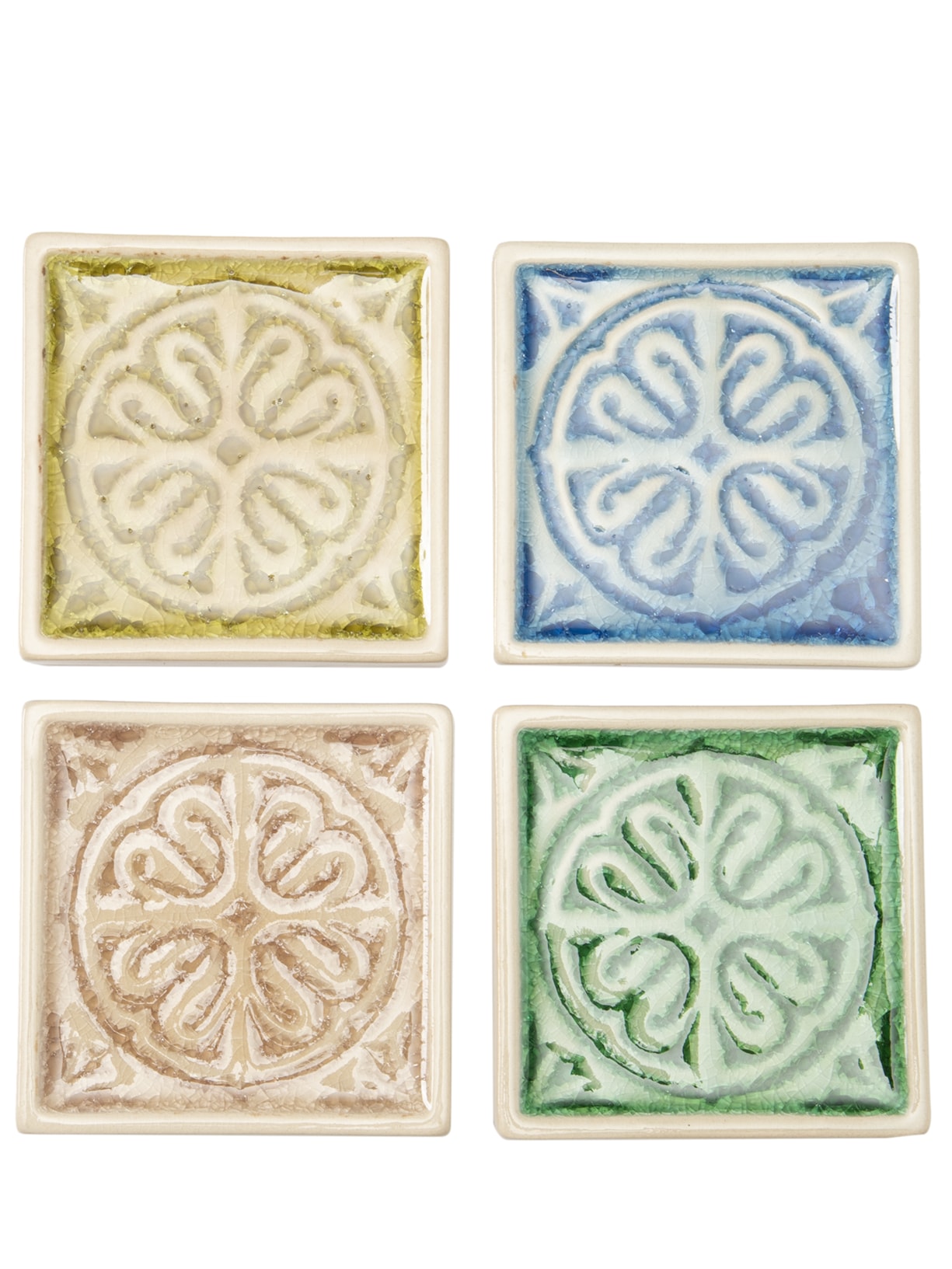 Conjunto De Porta Copos Coloridos De Cerâmica 4 Peças - Branco