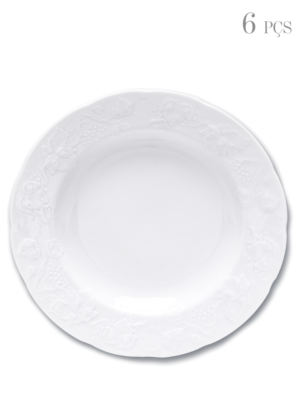 Conjunto De Pratos Fundos Limoges Vendange Em Porcelana 6 Peças Branco Wolff