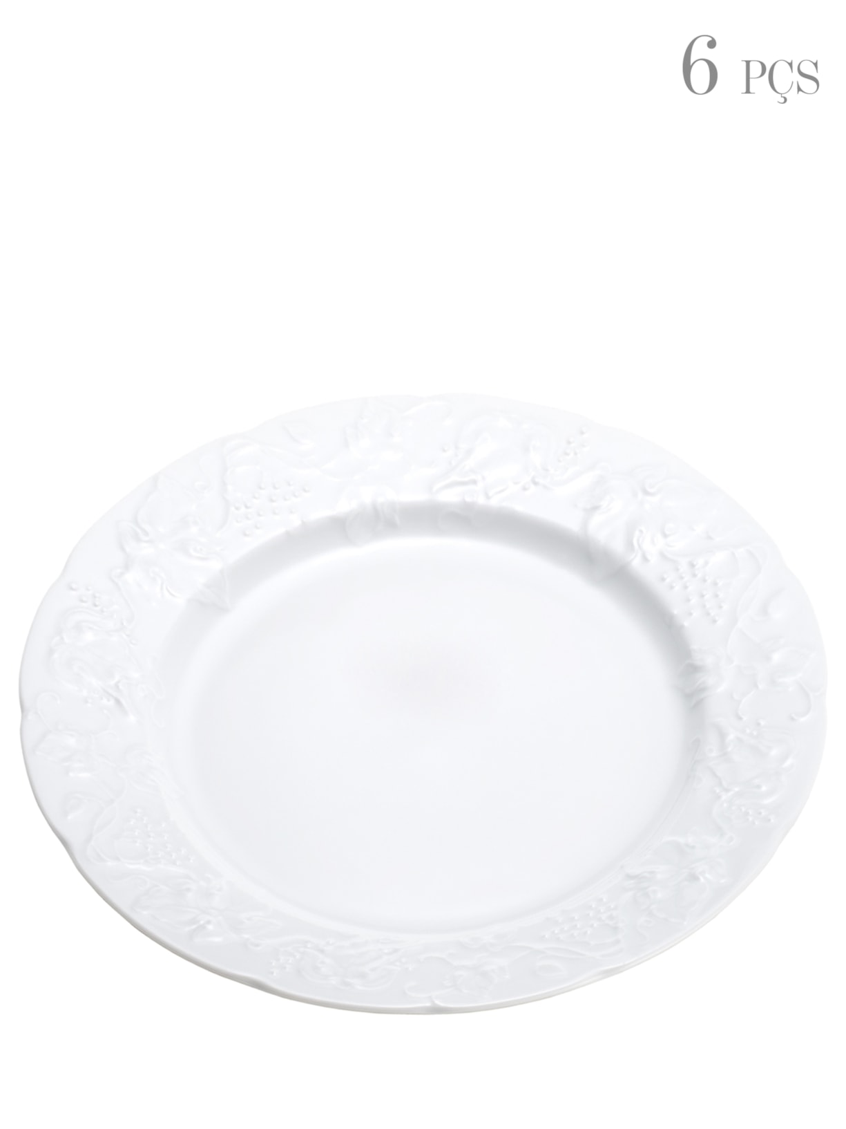 Conjunto De Pratos Rasos Limoges Vendange Em Porcelana 6 Peças - Branco