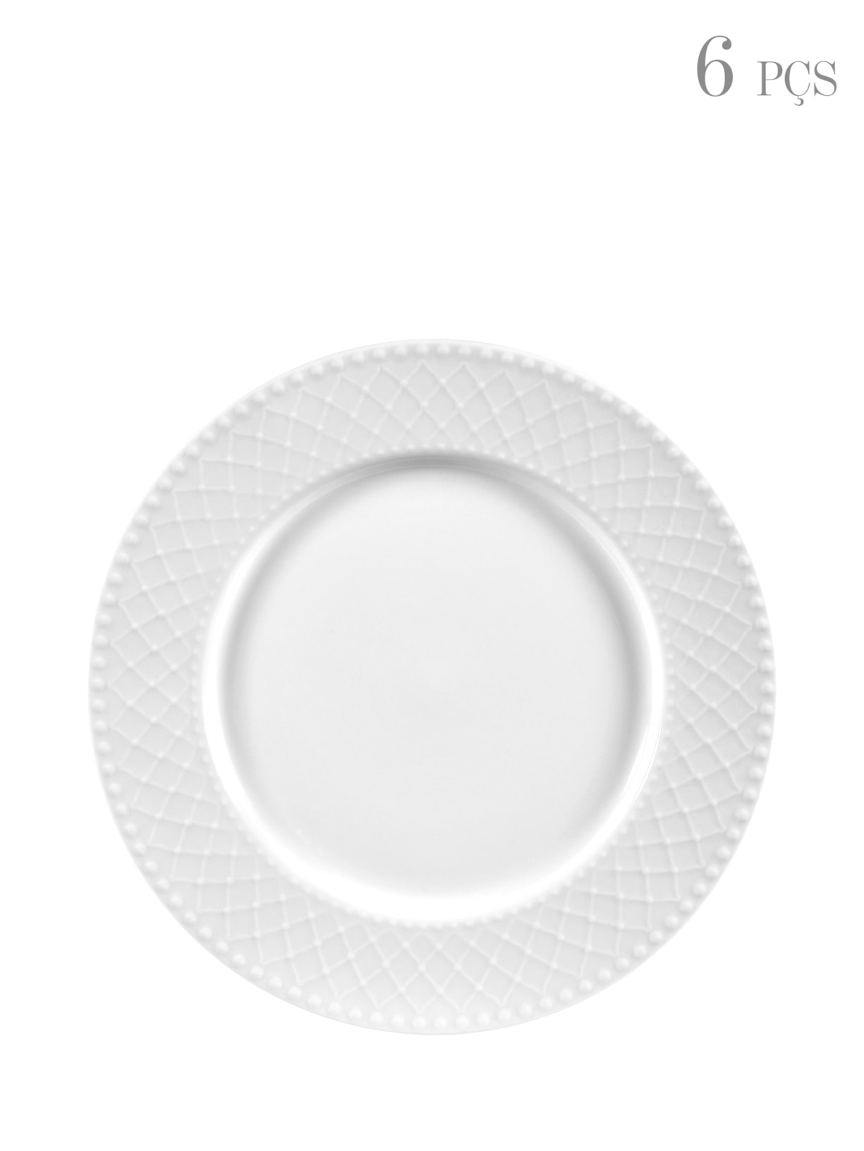 Conjunto de Pratos Sobremesa 6 Peças Em Porcelana - Branco