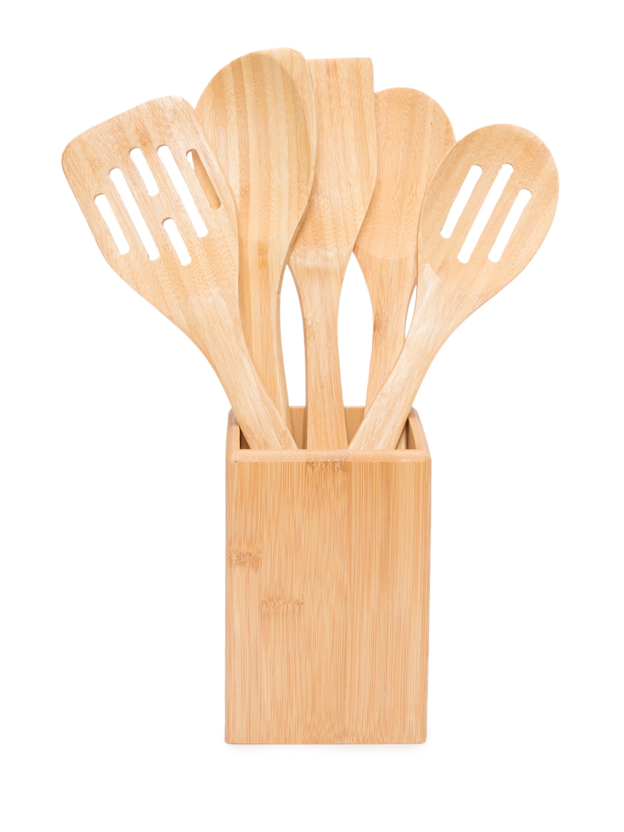 Conjunto de Utensílios 6 Peças em Bambu - Marrom