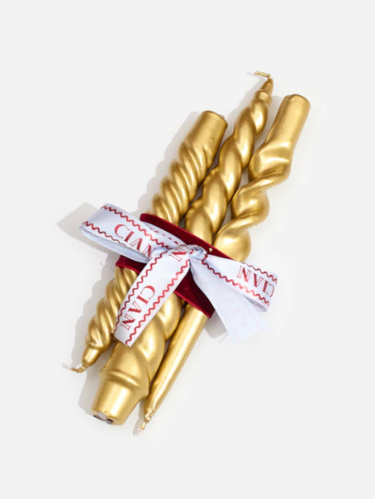 Conjunto De Velas Castiçal Especial Natal Dourado Cian Candle