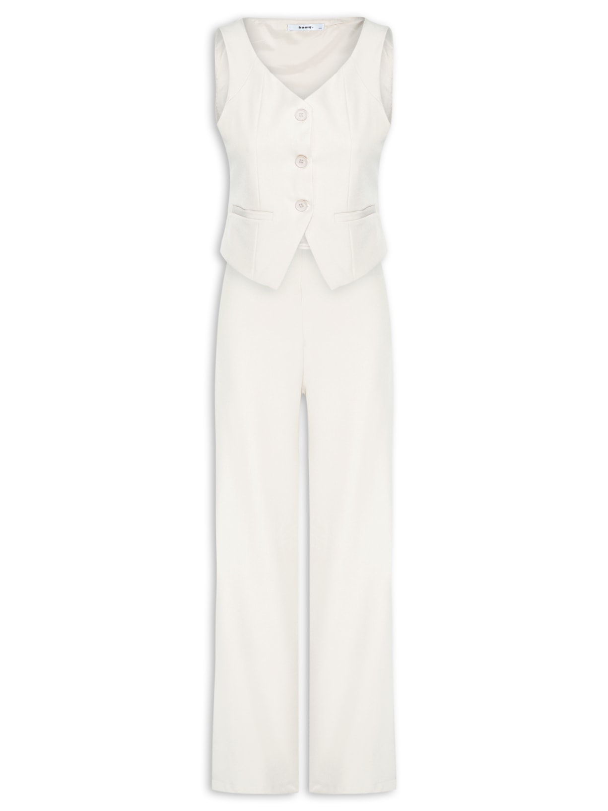 Conjunto Feminino Alfaiataria Colete Com Calça - Branco