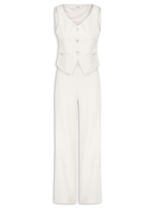 Conjunto Feminino Alfaiataria Colete Com Calça - Branco