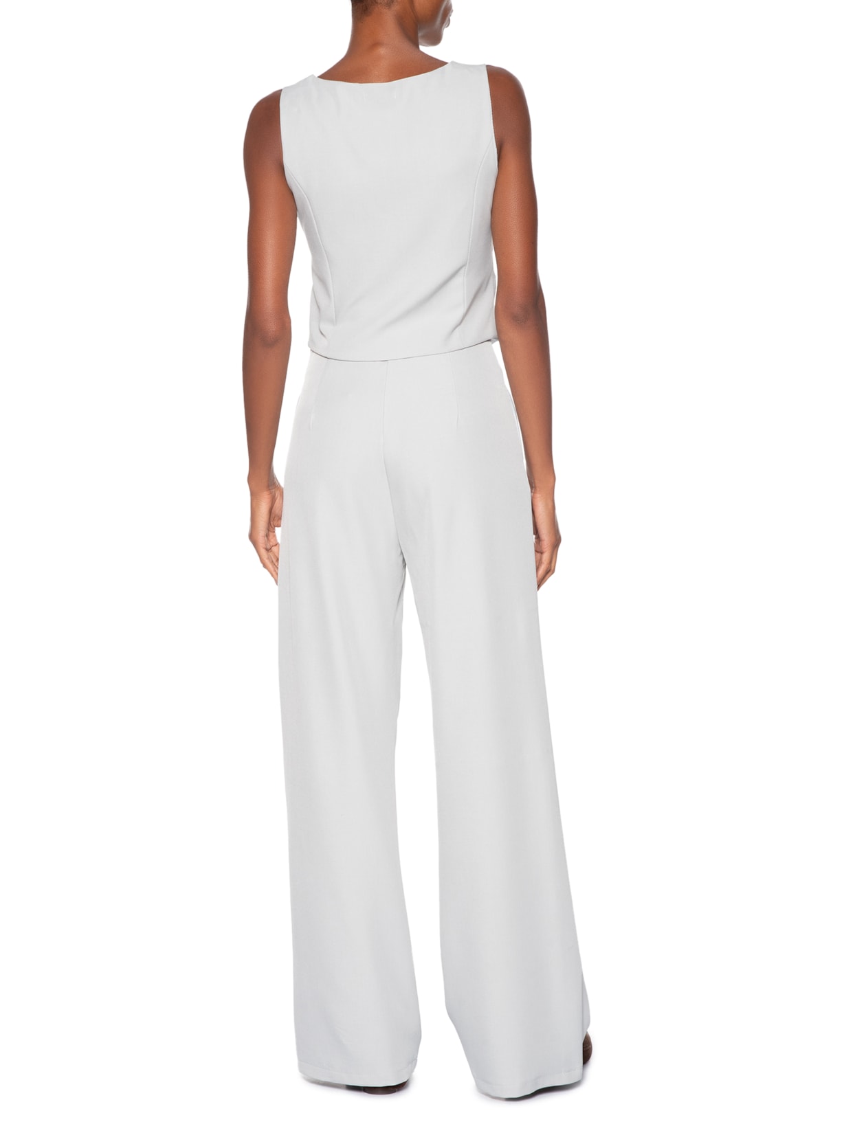 Conjunto Feminino Alfaiataria Colete Com Calça Cinza Basiq