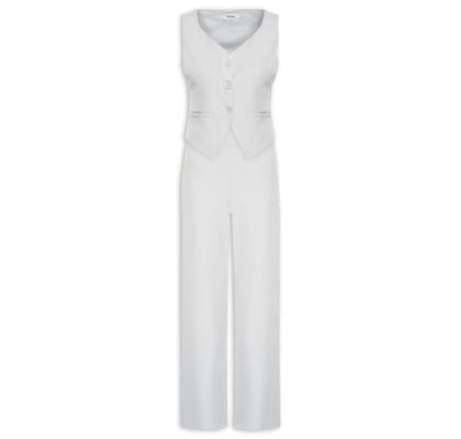 Conjunto Feminino Alfaiataria Colete Com Calça - Cinza