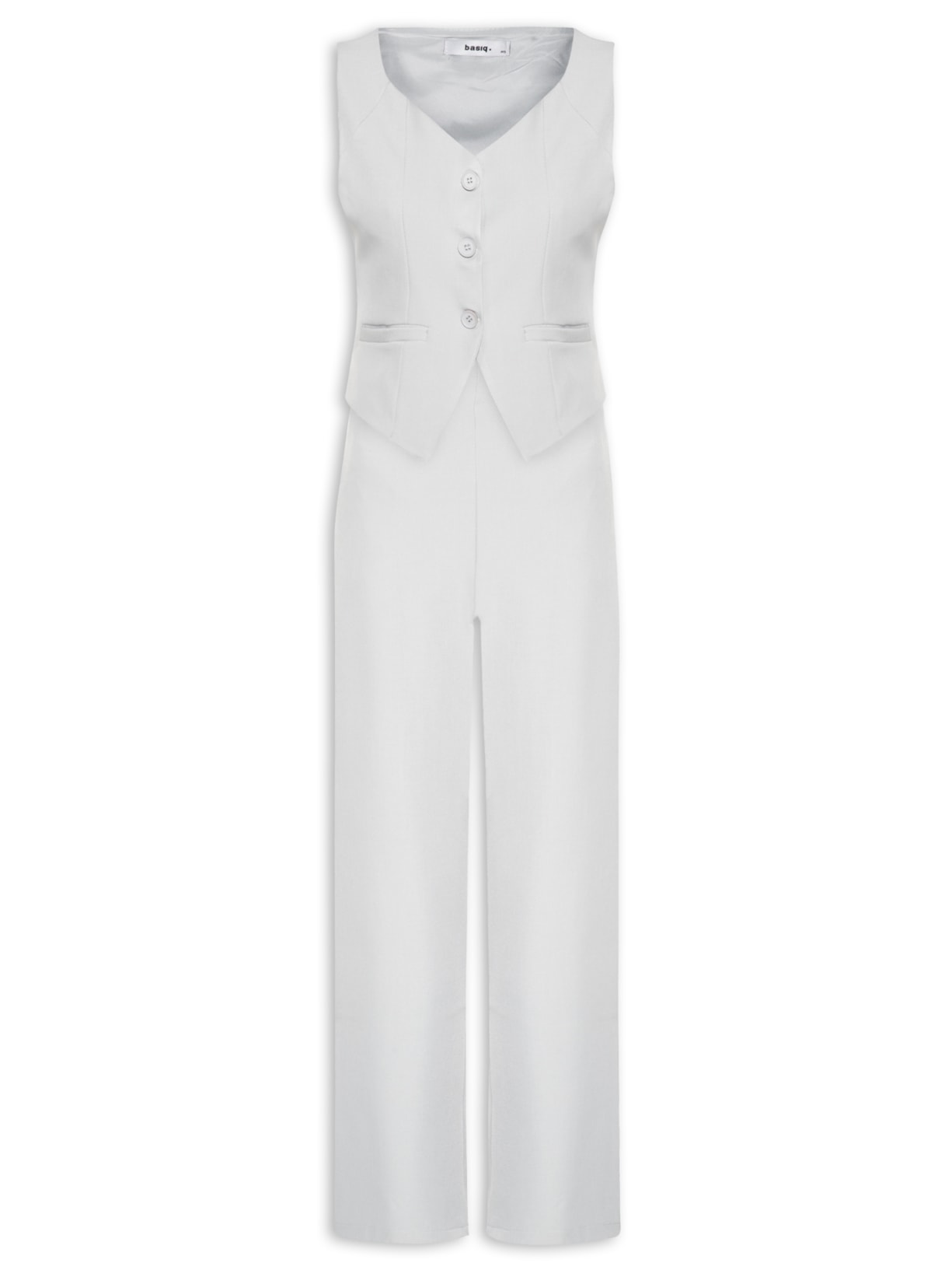 Conjunto Feminino Alfaiataria Colete Com Calça - Cinza