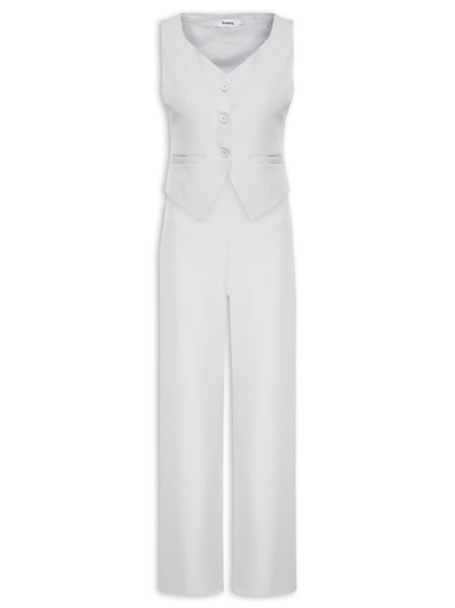 Conjunto Feminino Alfaiataria Colete Com Calça - Cinza
