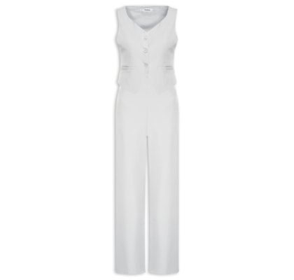 Conjunto Feminino Alfaiataria Colete Com Calça - Cinza