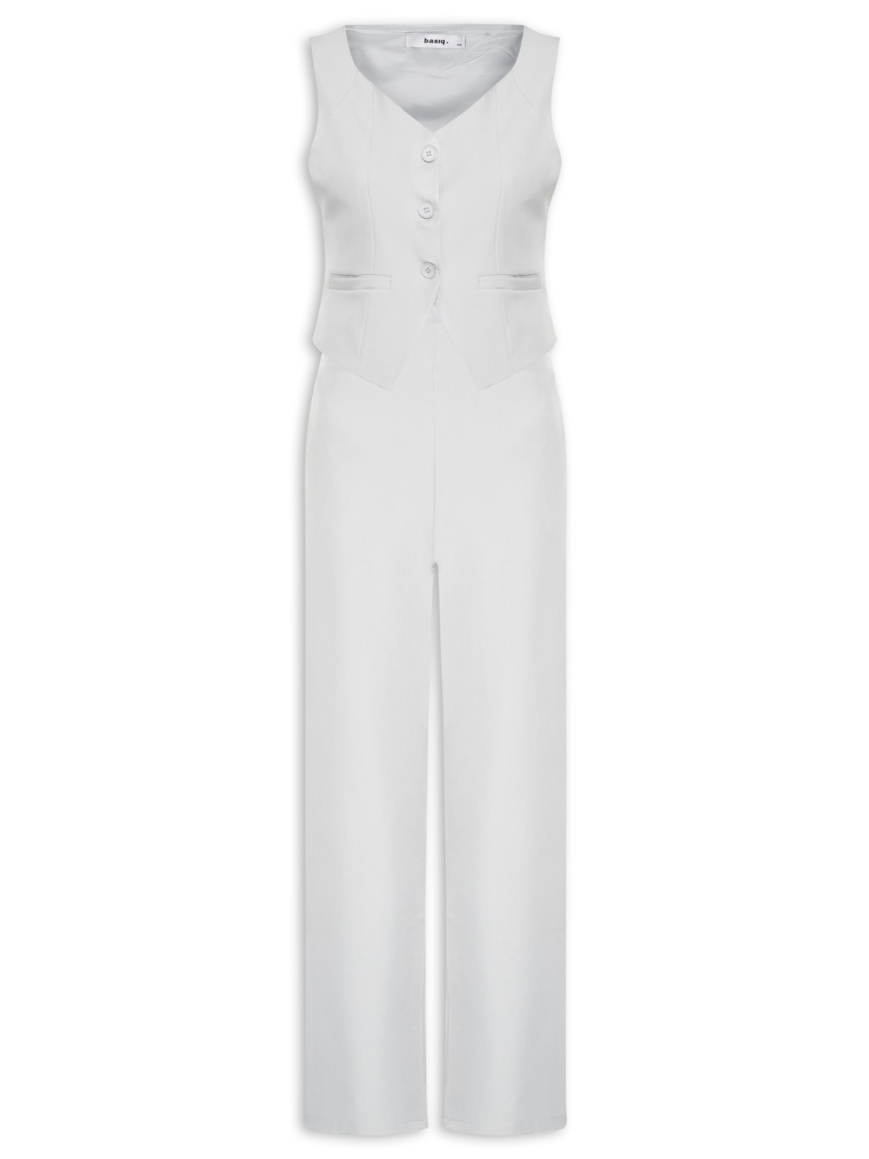 Conjunto Feminino Alfaiataria Colete Com Calça - Cinza