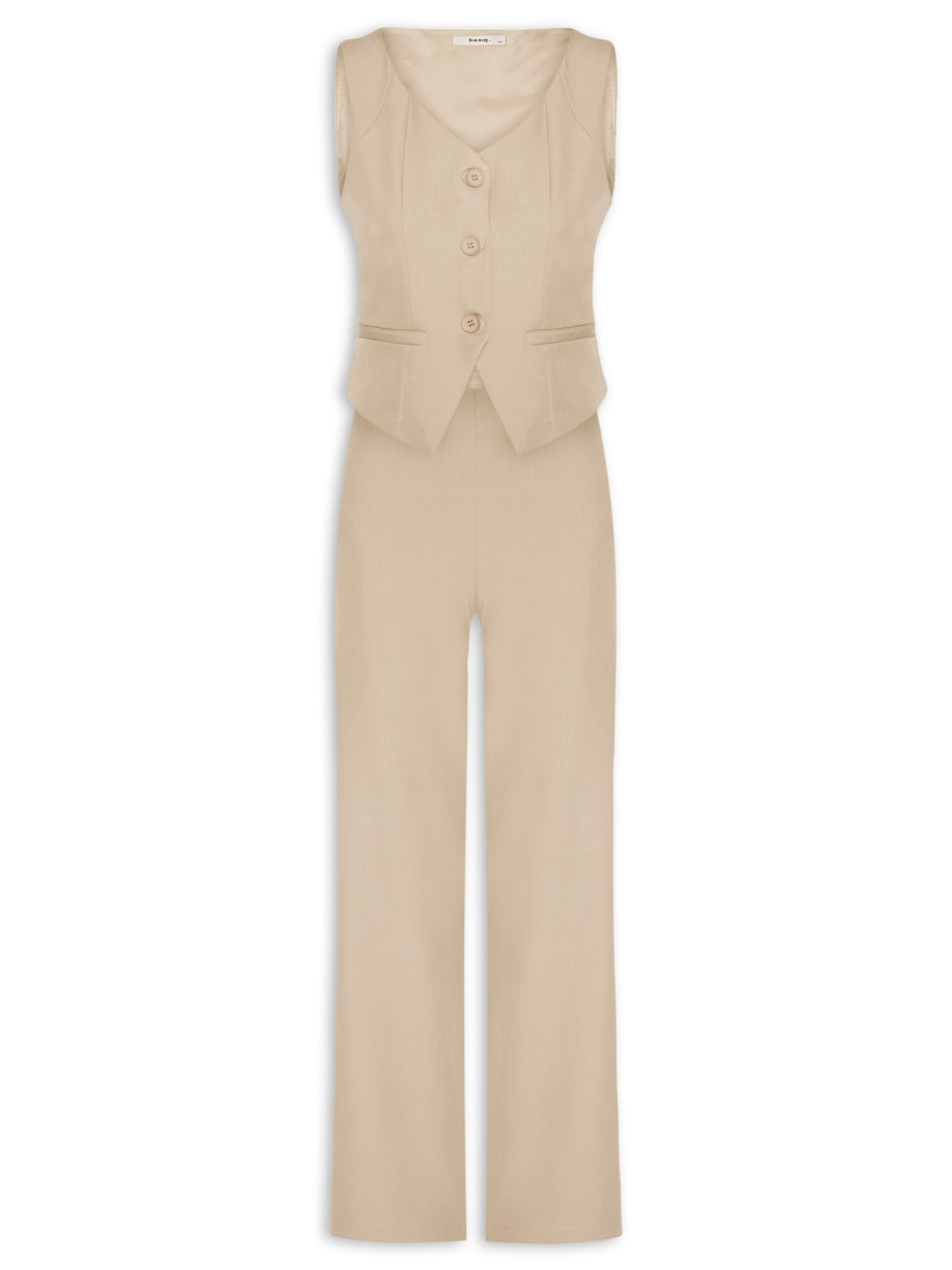 Conjunto Feminino Alfaiataria Colete Com Calça - Marrom