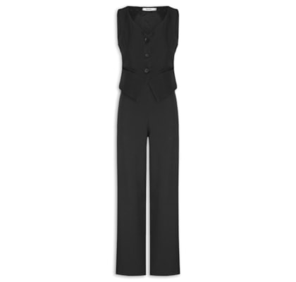 Conjunto Feminino Alfaiataria Colete Com Calça - Preto