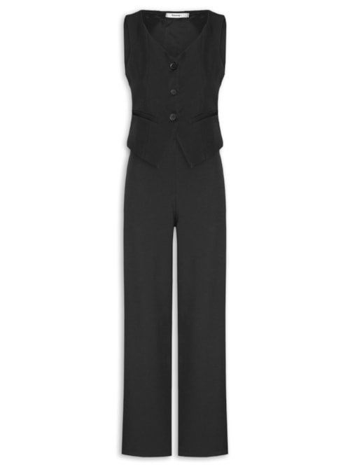 Conjunto Feminino Alfaiataria Colete Com Calça - Preto