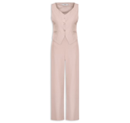 Conjunto Feminino Alfaiataria Colete Com Calça - Rosa