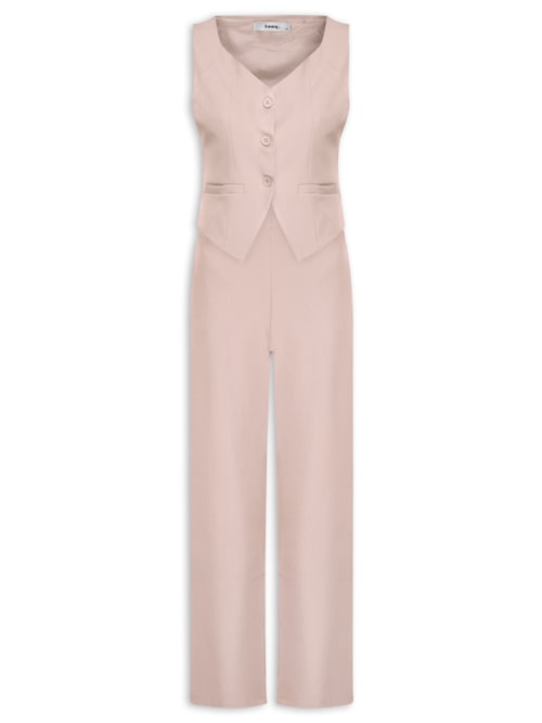 Conjunto Feminino Alfaiataria Colete Com Calça - Rosa