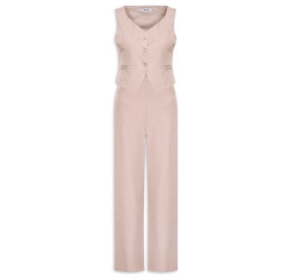 Conjunto Feminino Alfaiataria Colete Com Calça - Rosa