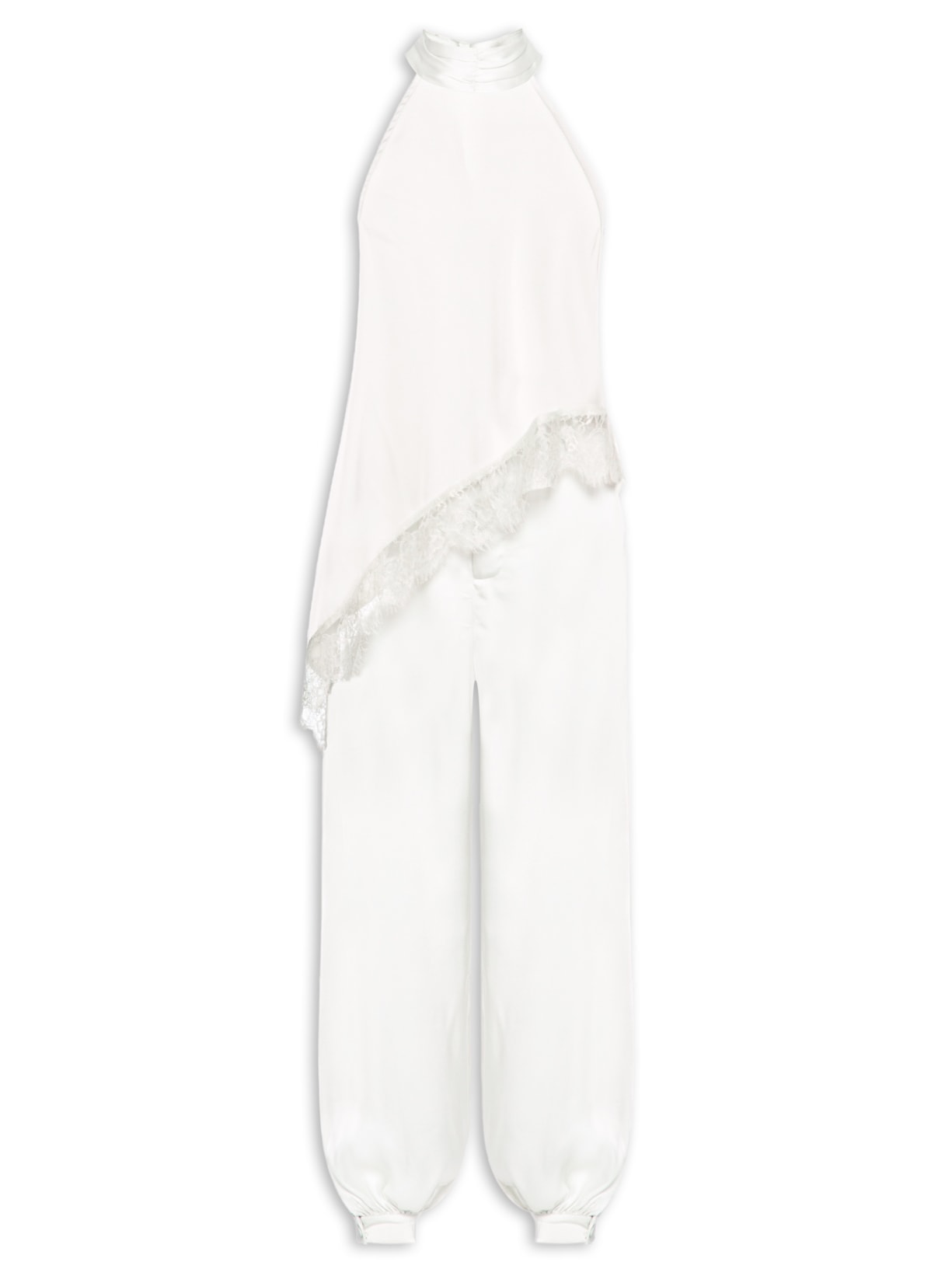 Conjunto Feminino Assimétrico com Detalhes em Renda Off White Market 33