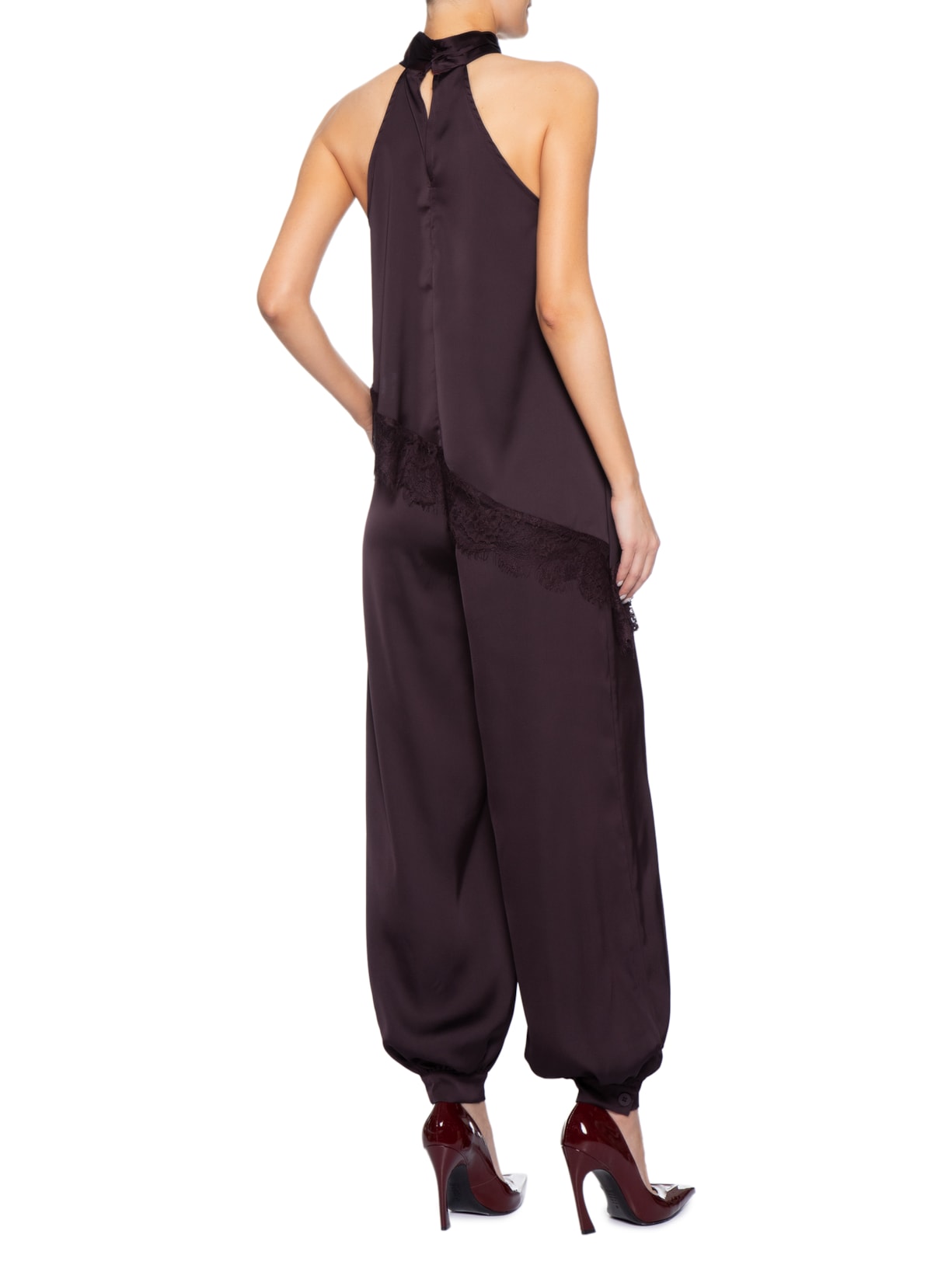 Conjunto Feminino Assimétrico com Detalhes em Renda Roxo Market 33